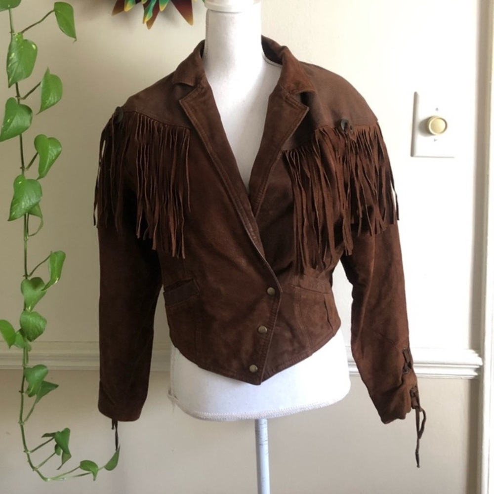 Vintage Brown Suede Fringe Jacket